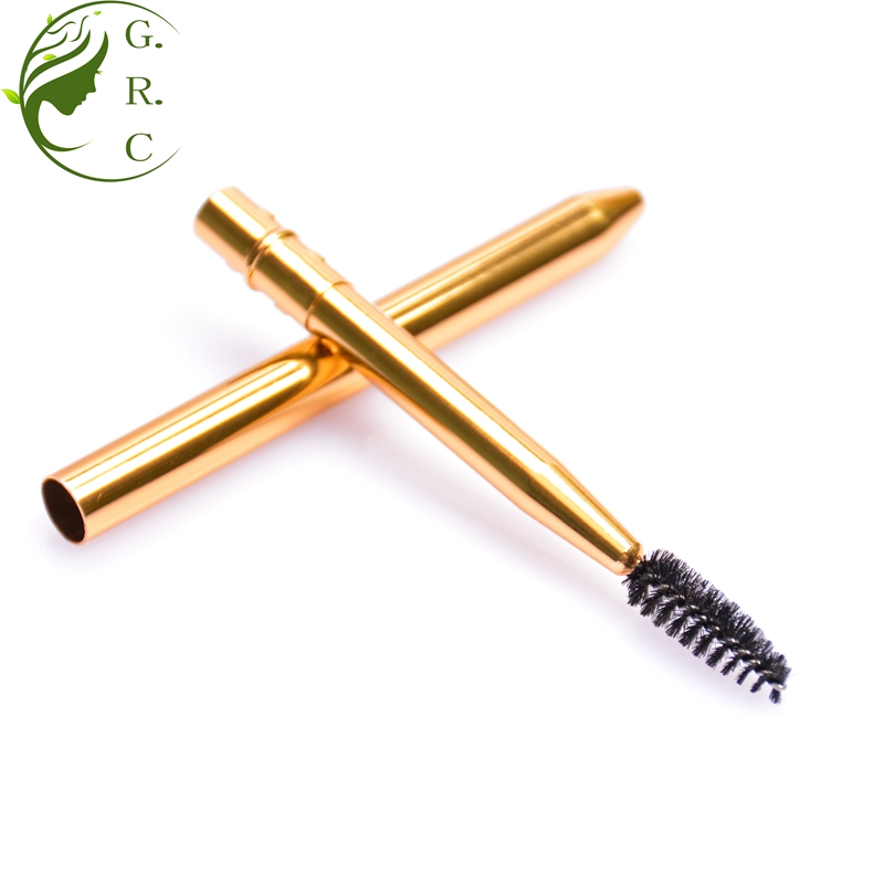 Journey-Pleasant Metallic Mini Forehead and Lash Applicator Make-up Brush - Nylon Eyebrow Spoolie Wand with Cap Cowl